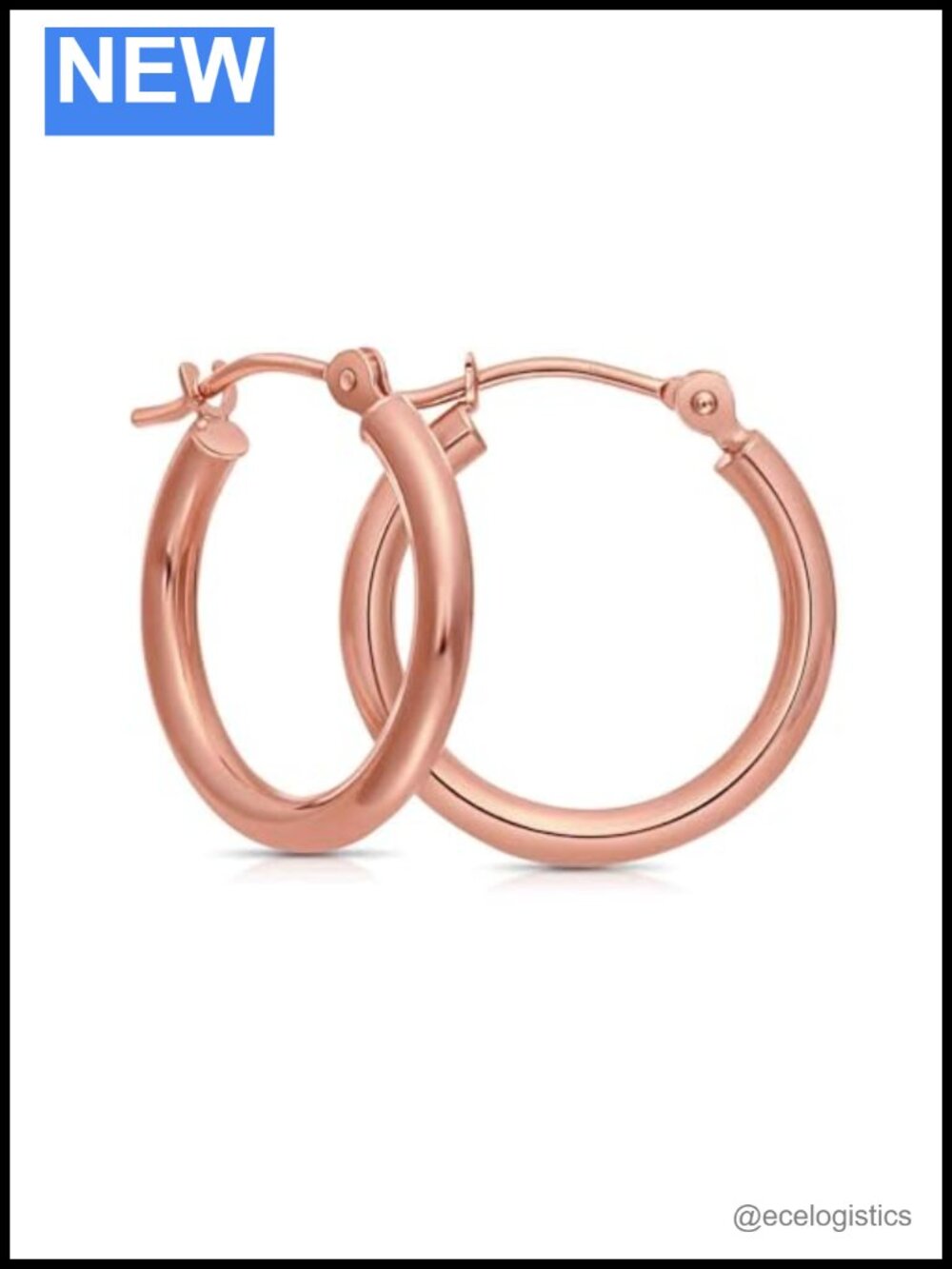 14k Rose Gold Round Polished Hoop Earrings Click-Top USA Made